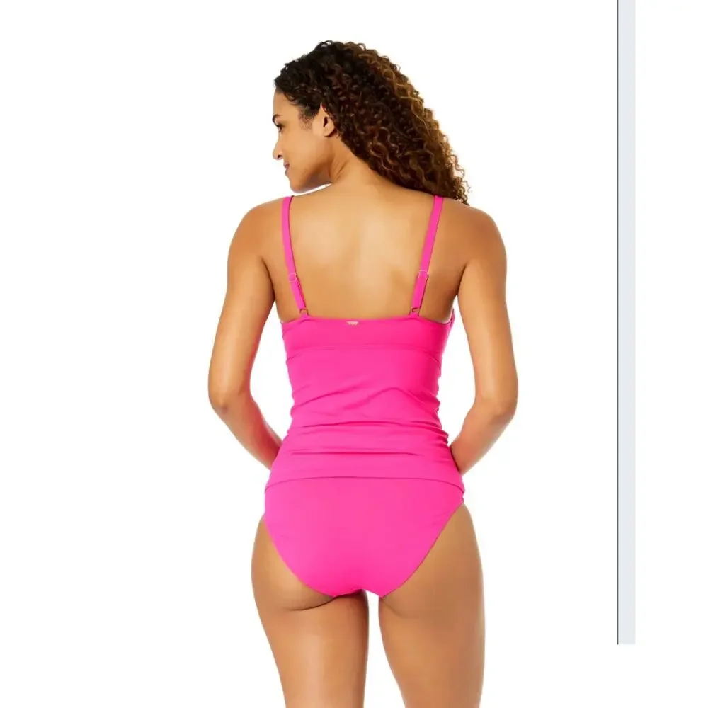 New Anne Cole Live In Color Twist Front tankini & high waist convertible bottoms